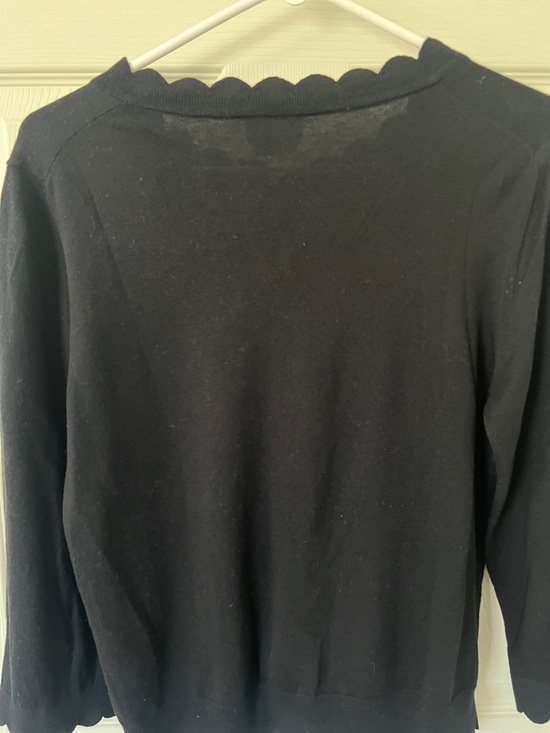 kate spade scallop-edge black light weight cardigan sweater - Picture 7 of 7